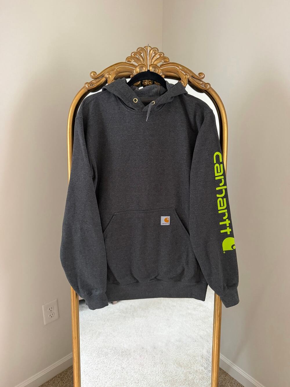 Carhartt Gray Logo Spell Out Hoodie Sweatshirt